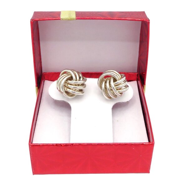 Vintage 925 Sterling Silver Classic Love Knot Stud Style Earrings - Picture 2 of 7